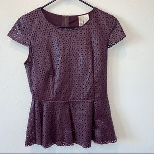 Pleather Eggplant color peplum top